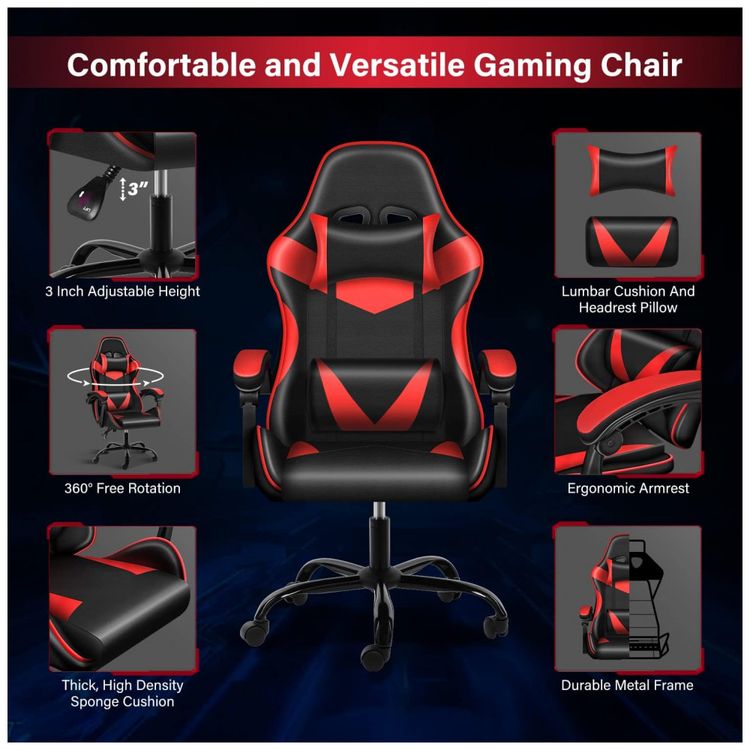 Cadeira-Gamer-Reclinavel-e-Giratoria-com-Apoio-Lombar-e-foto-5