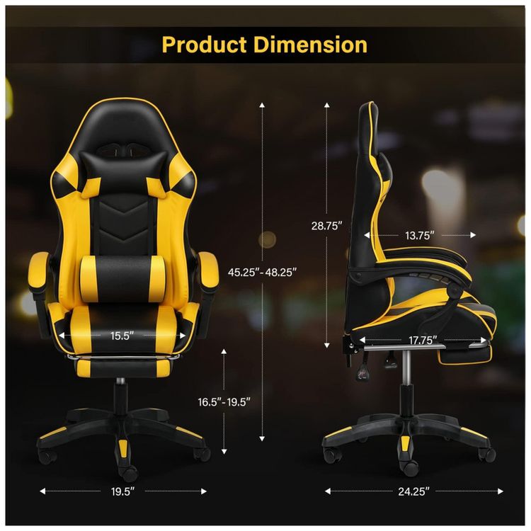 Cadeira-Gamer-Ergonomica-Giratoria-com-Suporte-Lombar-e-foto-1