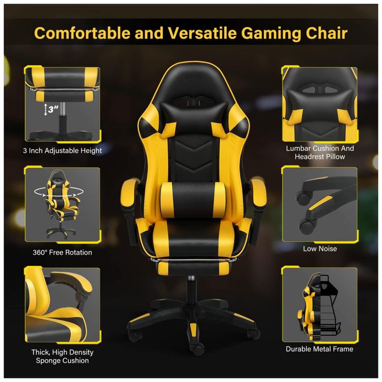 Cadeira-Gamer-Ergonomica-Giratoria-com-Suporte-Lombar-e-foto-5