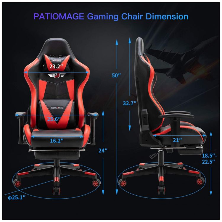 Cadeira-Gamer-Ergonomica-Giratoria-com-Suporte-Lombar-e-foto-2