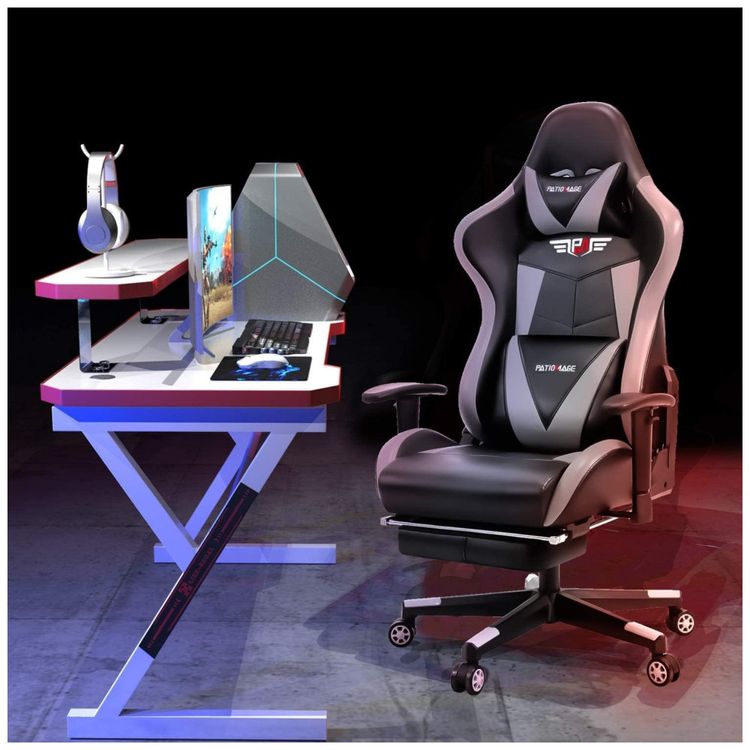Cadeira-Gamer-Ergonomica-Giratoria-com-Suporte-Lombar-e-foto-1