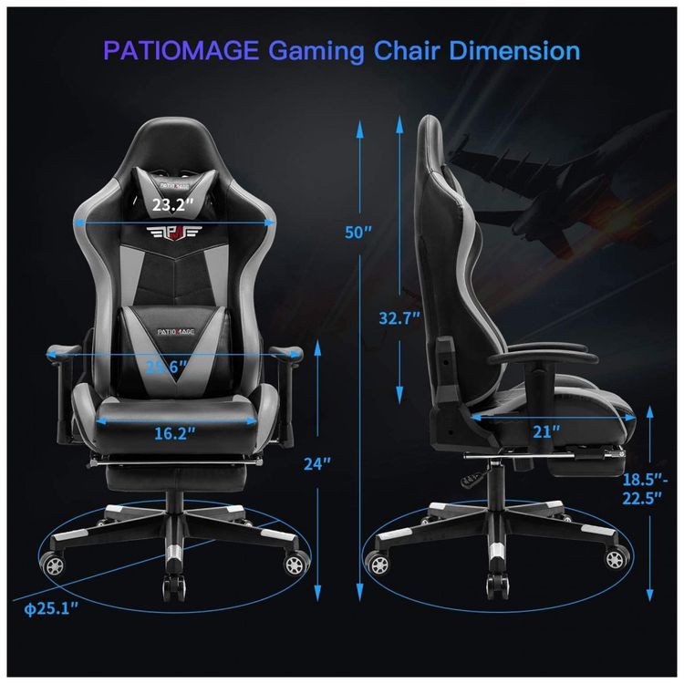 Cadeira-Gamer-Ergonomica-Giratoria-com-Suporte-Lombar-e-foto-2