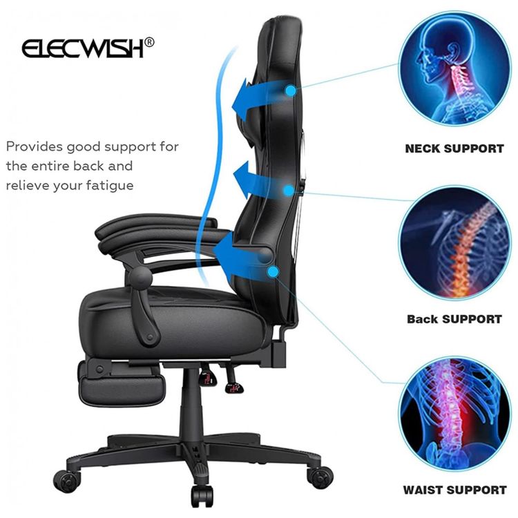 Cadeira-Gamer-Ergonomica-Giratoria-com-Suporte-Lombar-e-foto-4