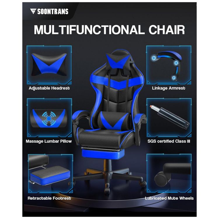 Cadeira-Gamer-Ergonomica-Reclinavel-e-Giratoria-com-Apoio-foto-2