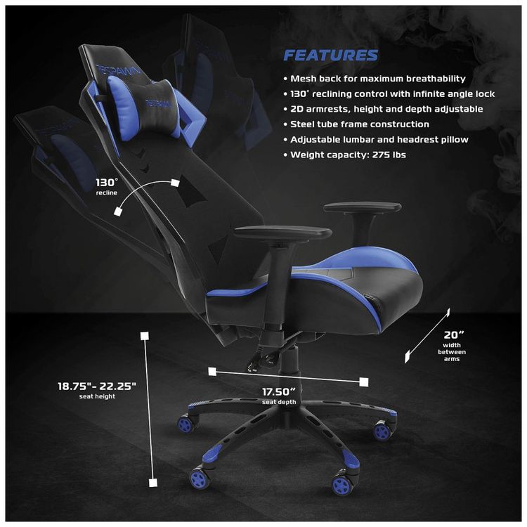 Cadeira-Gamer-Ergonomica-Reclinavel-e-Giratoria-com-Apoio-foto-2