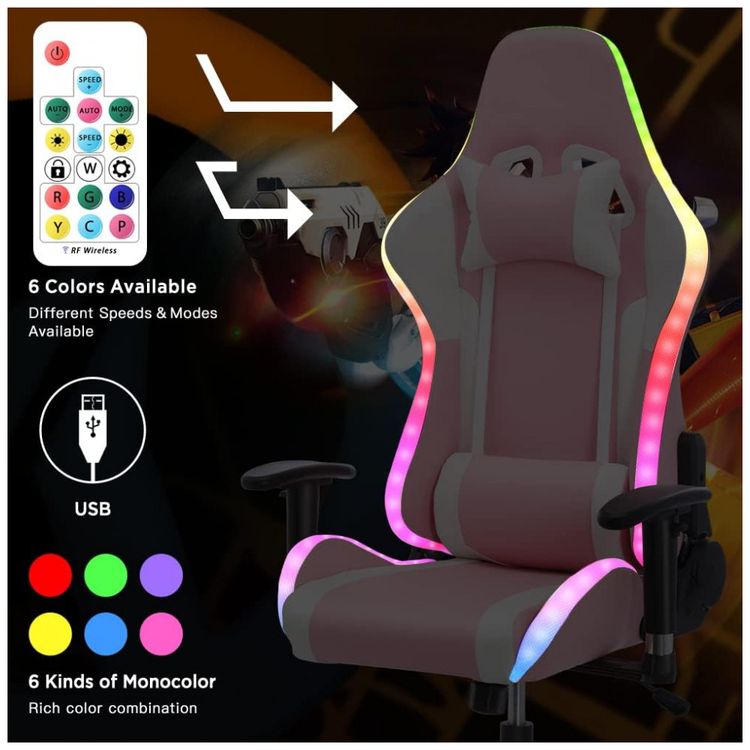 Cadeira-Gamer-Reclinavel-e-Giratoria-com-Luzes-e-Alto-foto-1