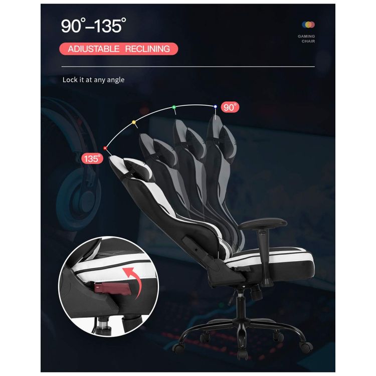 Cadeira-Gamer-Reclinavel-e-Giratoria-com-Apoio-Lombar-e-foto-1