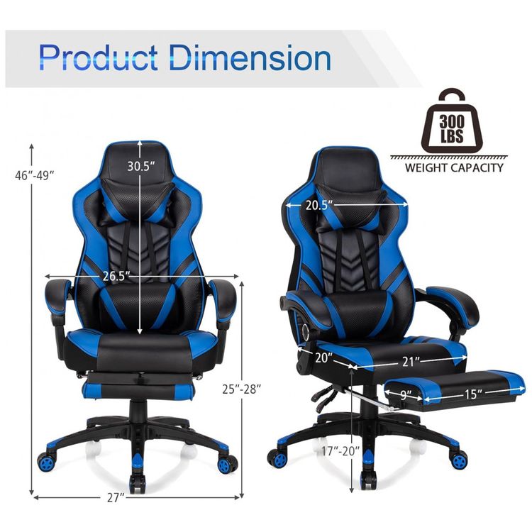 Cadeira-Gamer-Reclinavel-e-Giratoria-com-Apoio-Lombar-e-foto-2