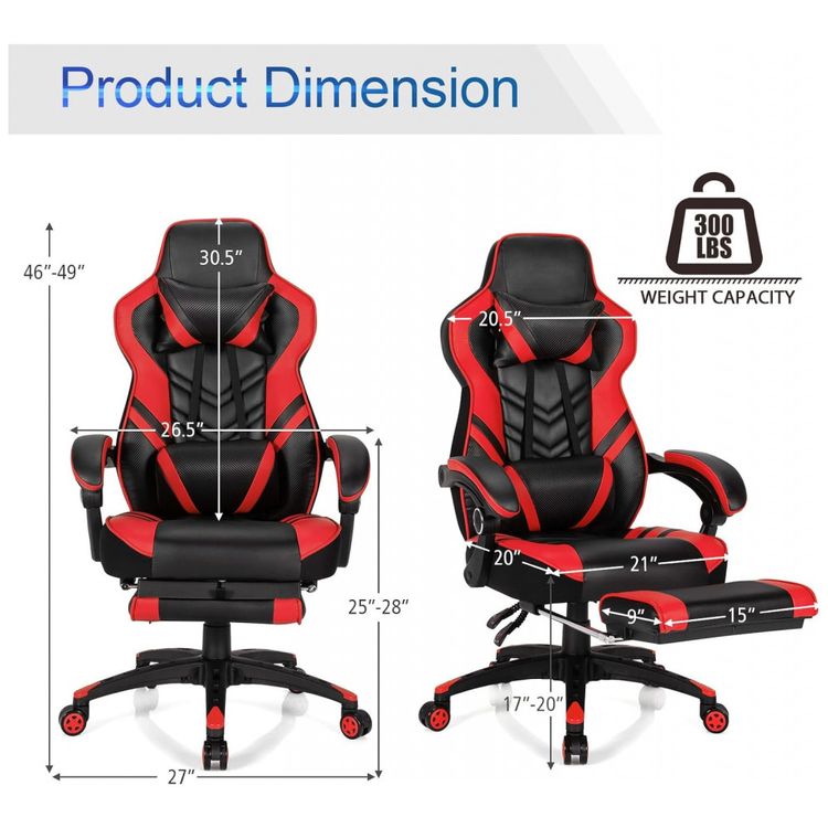 Cadeira-Gamer-Reclinavel-e-Giratoria-com-Apoio-Lombar-e-foto-2