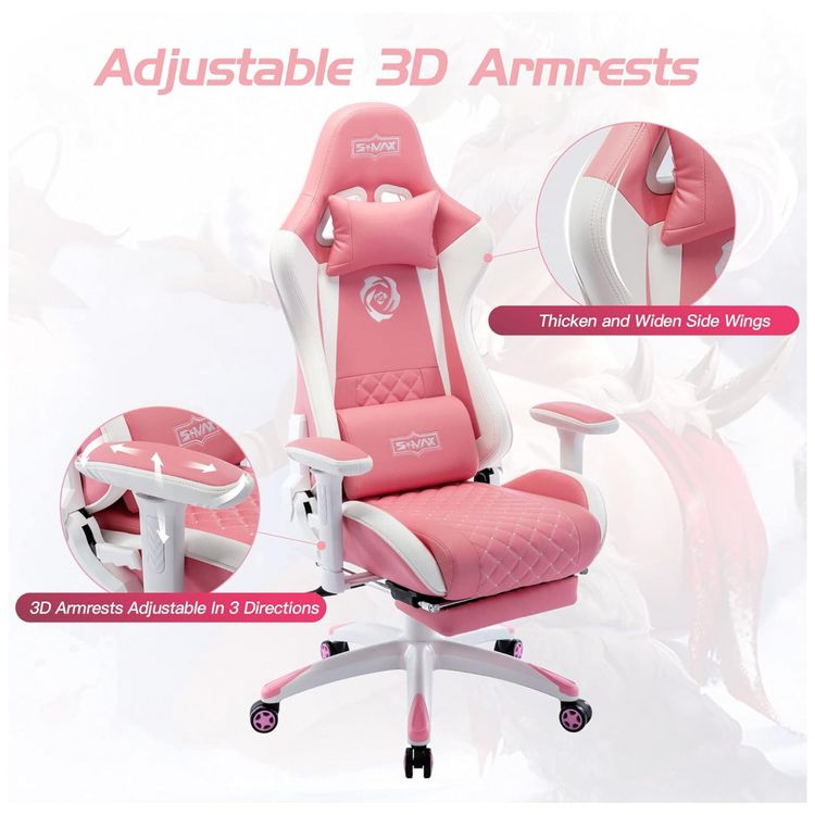 Cadeira-Gamer-Reclinavel-e-Giratoria-com-Apoio-3D-Lombar-e-foto-4