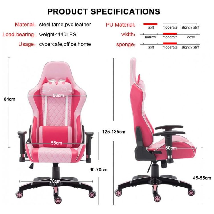 Cadeira-Gamer-Ergonomica-e-Giratoria-com-Apoio-de-Cabeca-3D-foto-1