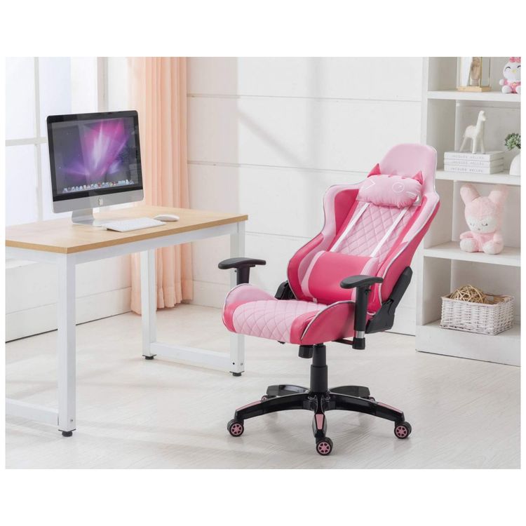 Cadeira-Gamer-Ergonomica-e-Giratoria-com-Apoio-de-Cabeca-3D-foto-2