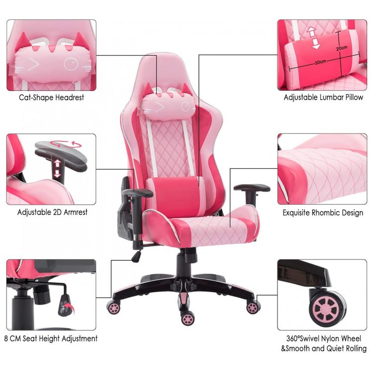 Cadeira-Gamer-Ergonomica-e-Giratoria-com-Apoio-de-Cabeca-3D-foto-3