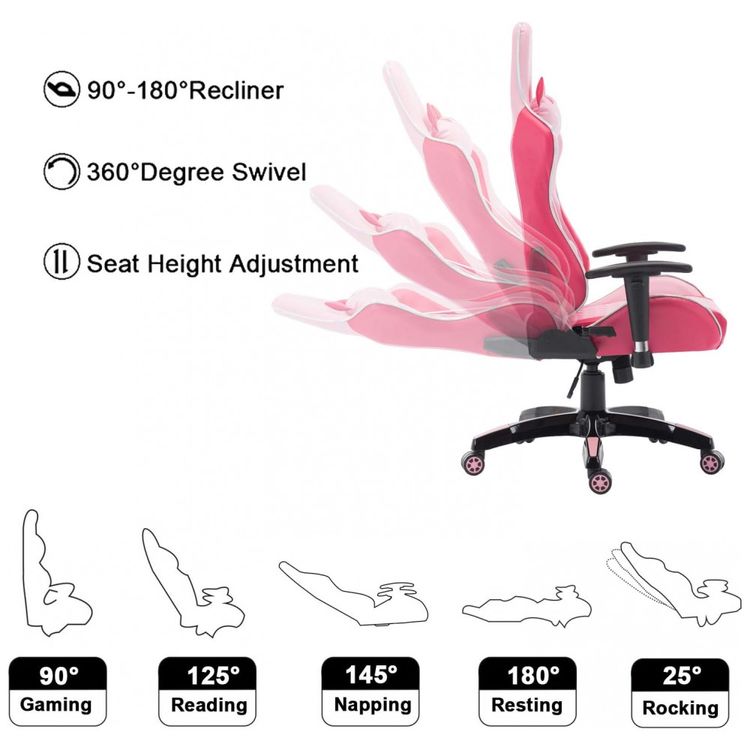 Cadeira-Gamer-Ergonomica-e-Giratoria-com-Apoio-de-Cabeca-3D-foto-4