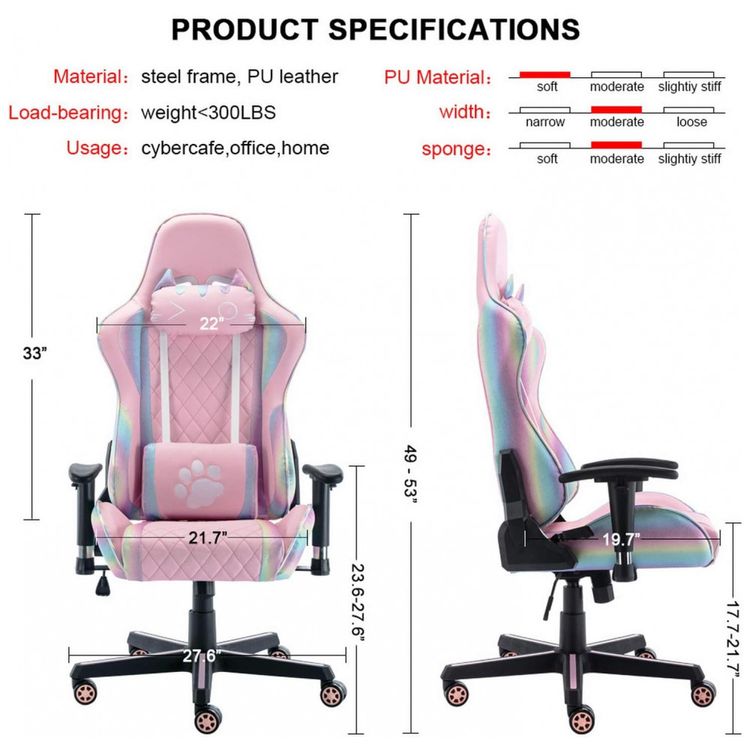 Cadeira-Gamer-Ergonomica-e-Reclinavel-com-Apoio-de-Cabeca-e-foto-4
