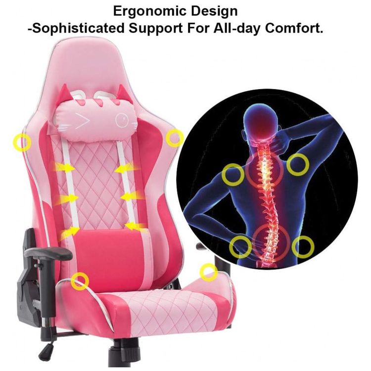 Cadeira-Gamer-Ergonomica-e-Giratoria-com-Apoio-de-Cabeca-3D-foto-5