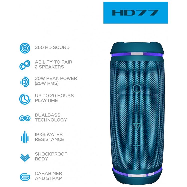 Caixa-de-Som-Bluetooth-Portatil-HD77-a-Prova-d-IPX6-com-20H-foto-1