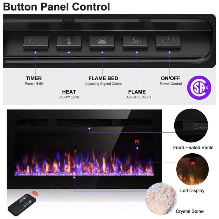 OOIIOR-Lareira-Eletrica-de-Embutir-A44x94L-com-Controle-foto-3