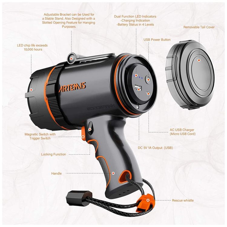 Lanterna-LED-Recarregavel-2000-Lumens-20W-a-Prova-d-com-Cabo-foto-5