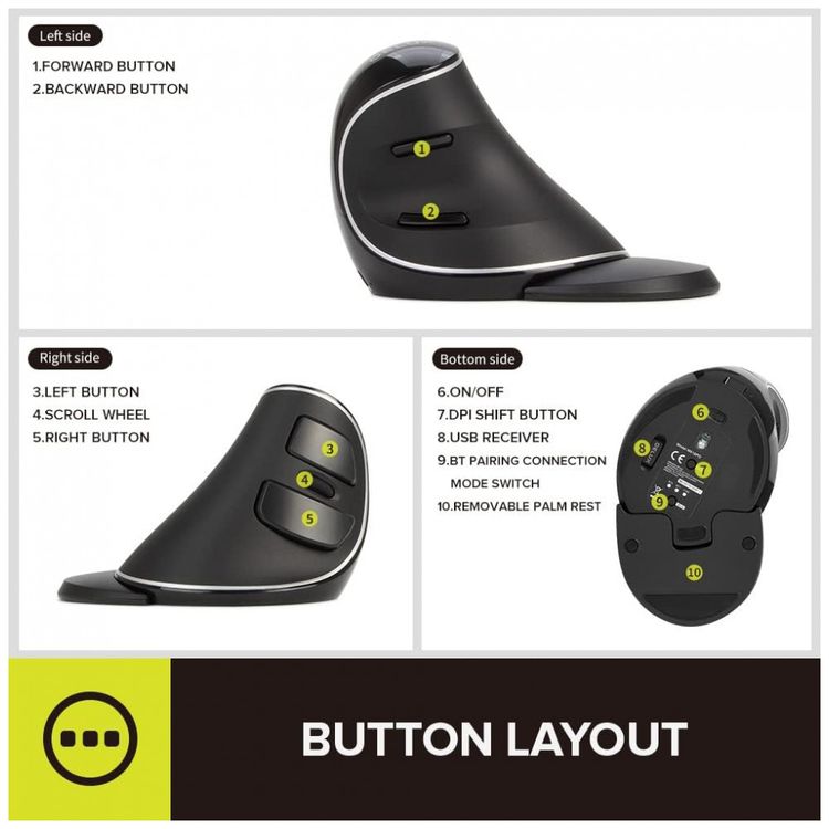 Mouse-Ergonomico-Vertical-Optico-sem-Fio-Reduz-a-Tensao-do-foto-2