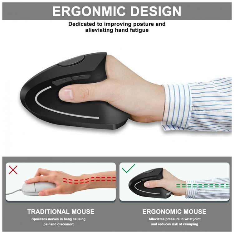 Mouse-Ergonomico-Vertical-Optico-sem-Fio-Reduz-a-Tensao-do-foto-1