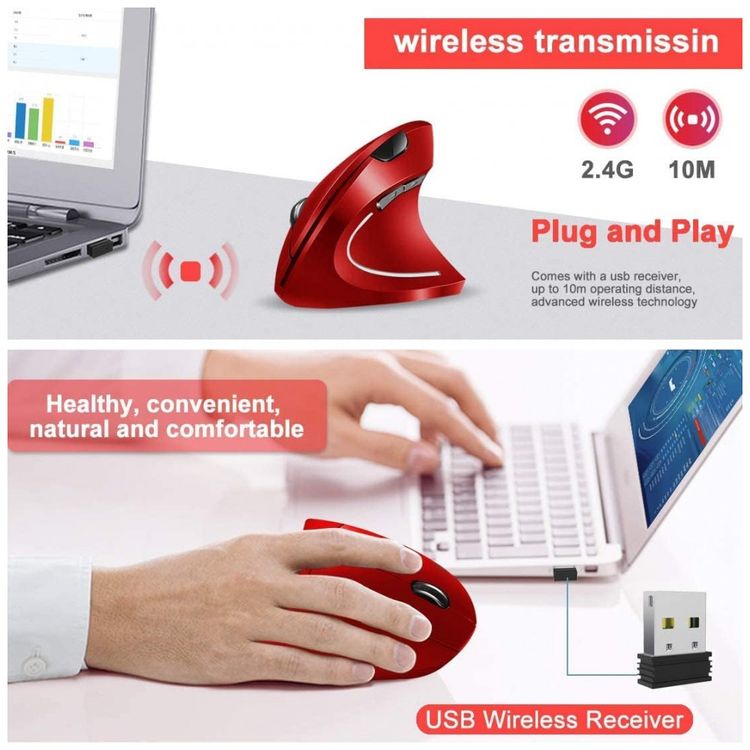 Mouse-Ergonomico-Vertical-Optico-sem-Fio-Reduz-a-Tensao-do-foto-1