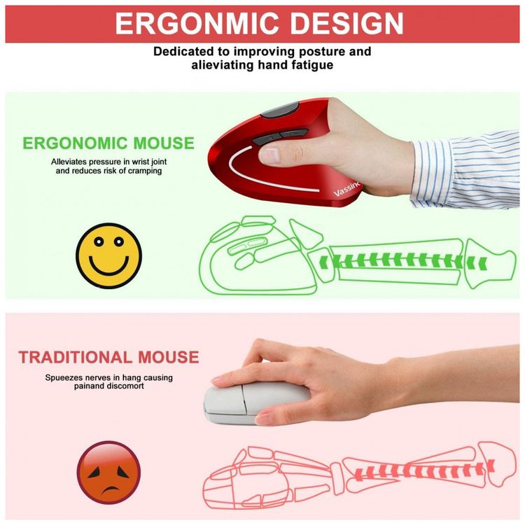 Mouse-Ergonomico-Vertical-Optico-sem-Fio-Reduz-a-Tensao-do-foto-2