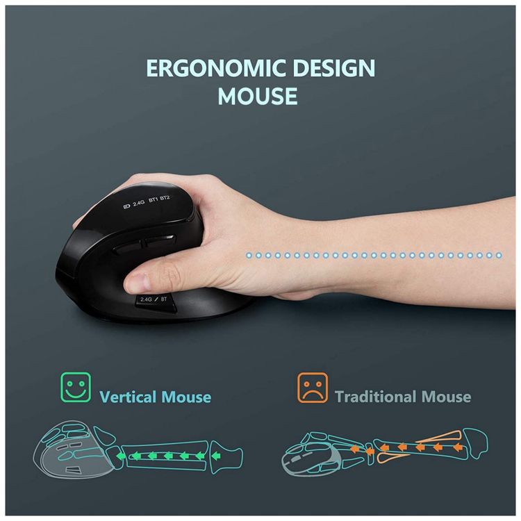 Seeda-Mouse-Ergonomico-Vertical-Optico-sem-Fio-Reduz-a-foto-2