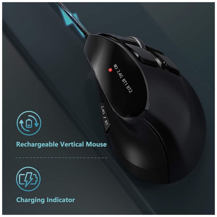 Seeda-Mouse-Ergonomico-Vertical-Optico-sem-Fio-Reduz-a-foto-5