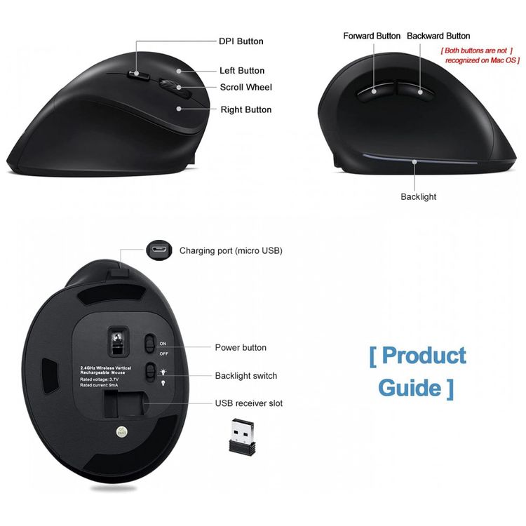 Mouse-Ergonomico-Vertical-Optico-sem-Fio-Reduz-a-Tensao-do-foto-5