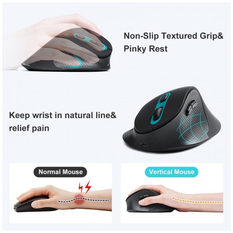 Mouse-Ergonomico-Vertical-Optico-com-Fio-Reduz-a-Tensao-do-foto-2
