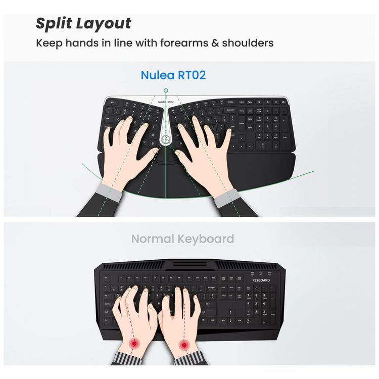 Teclado-Ergonomico-Dividido-com-Fio-Recarregavel-Reduz-a-foto-2