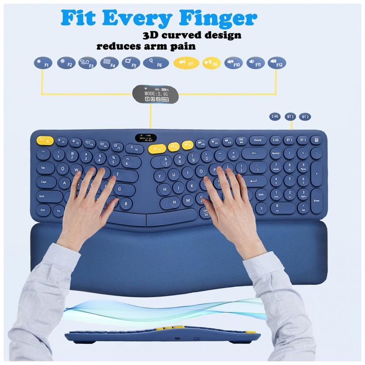 Teclado-Ergonomico-Sem-Fio-Recarregavel-Reduz-a-Tensao-das-foto-2