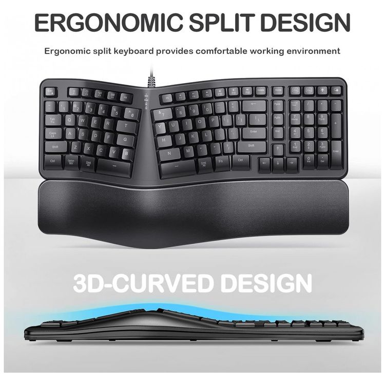 TANSEN-Teclado-Ergonomico-Sem-Fio-Recarregavel-Reduz-a-foto-1