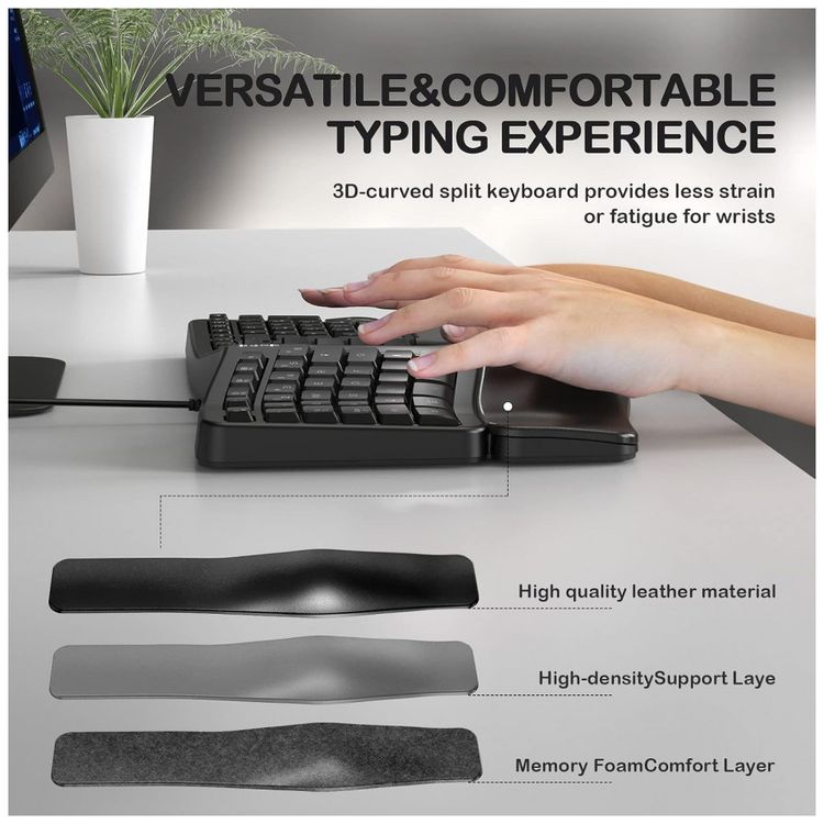 TANSEN-Teclado-Ergonomico-Sem-Fio-Recarregavel-Reduz-a-foto-3