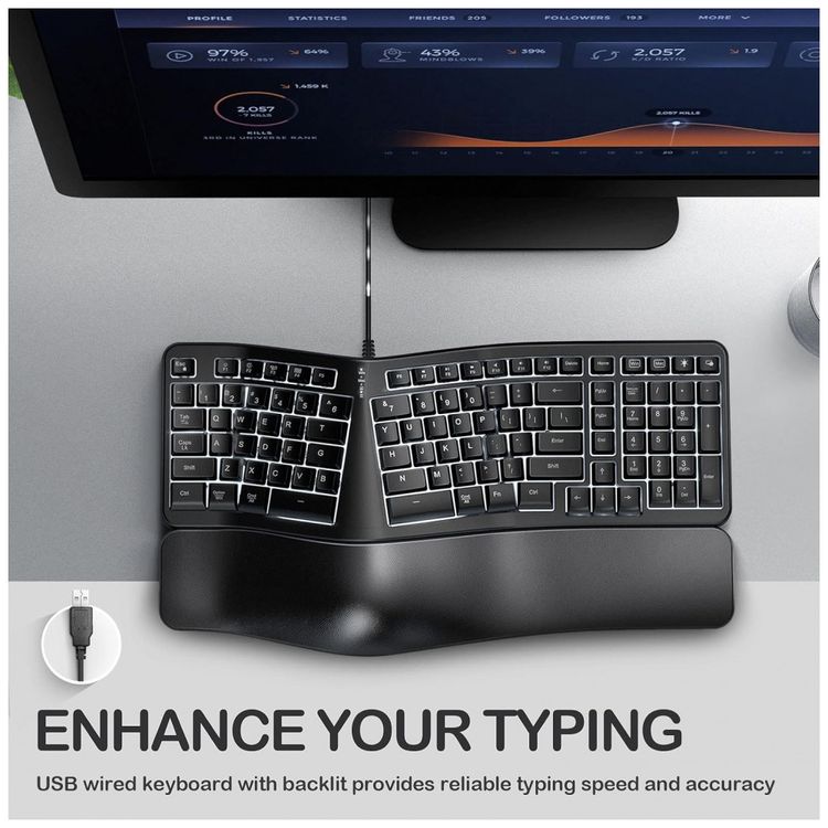 TANSEN-Teclado-Ergonomico-Sem-Fio-Recarregavel-Reduz-a-foto-4