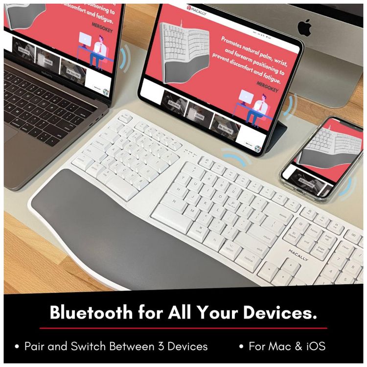 Teclado-Ergonomico-sem-Fio-com-Bluetooth-Recarregavel-e-foto-3
