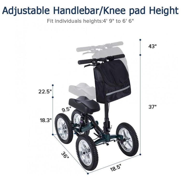 Andador-4-Rodas-Dobravel-com-Cesta-e-Apoio-para-Joelho-Ideal-foto-5