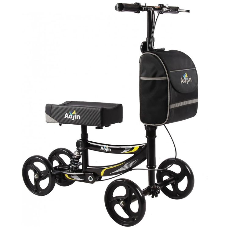 Andador-4-Rodas-Dobravel-com-Cesta-e-Apoio-para-Joelho-Ideal-foto-0