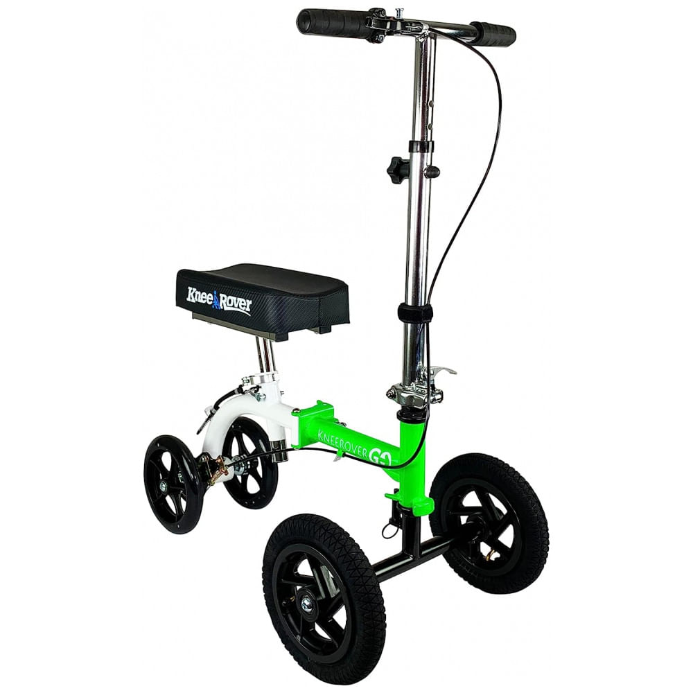 Andador 4 Rodas Dobrável com Cesta e Apoio para Joelho Ideal para Lesões no Pé, KNEEROVER, Verde