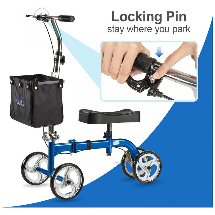 Andador-4-Rodas-Dobravel-com-Cesta-e-Apoio-para-Joelho-Ideal-foto-3