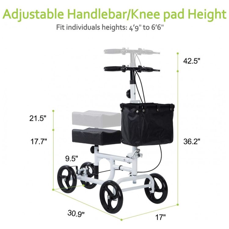 Andador-4-Rodas-Dobravel-com-Cesta-e-Apoio-para-Joelho-Ideal-foto-1
