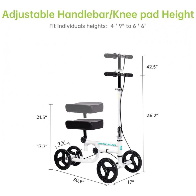 Andador-4-Rodas-Dobravel-com-Cesta-e-Apoio-para-Joelho-Ideal-foto-1