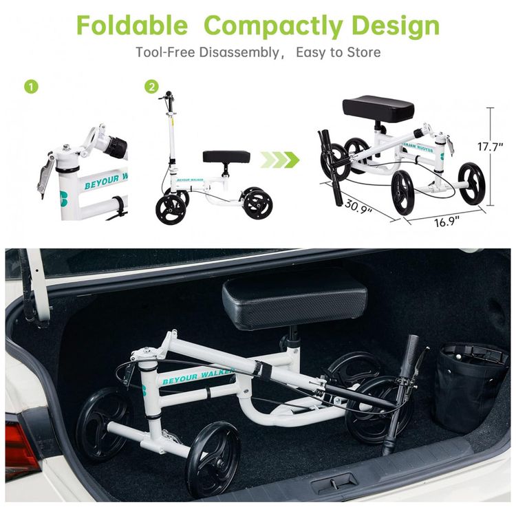 Andador-4-Rodas-Dobravel-com-Cesta-e-Apoio-para-Joelho-Ideal-foto-4