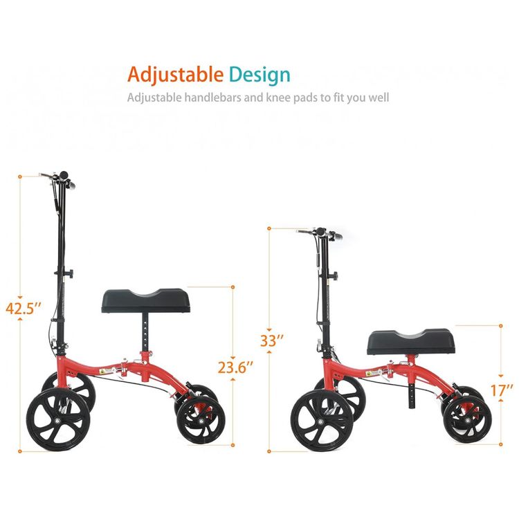 Andador-4-Rodas-Dobravel-com-Cesta-e-Apoio-para-Joelho-Ideal-foto-4
