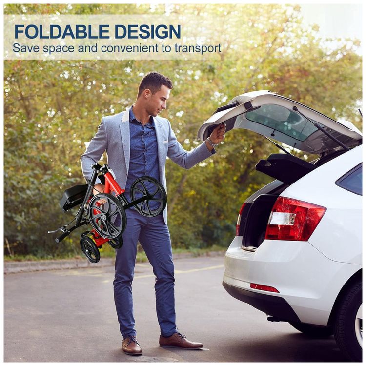 Andador-4-Rodas-Dobravel-com-Cesta-e-Apoio-para-Joelho-Ideal-foto-5
