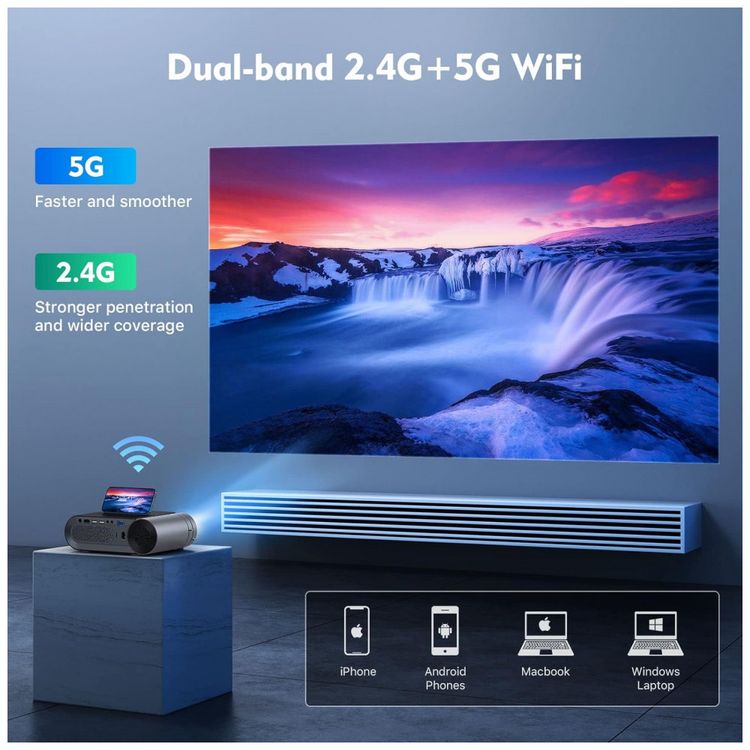 Projetor-HD-1080P-com-Wi-Fi-5G-e-Bluetooth-8500-Lumens-e-foto-1
