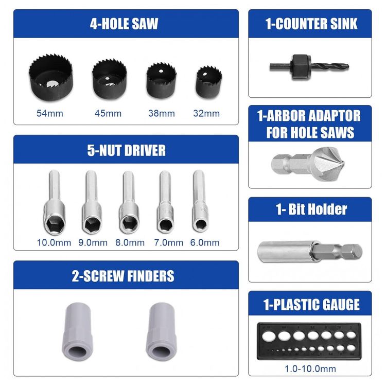 Kit-de-Brocas-100-Pecas-com-Estojo-NC-FHT70D-Preto-foto-3