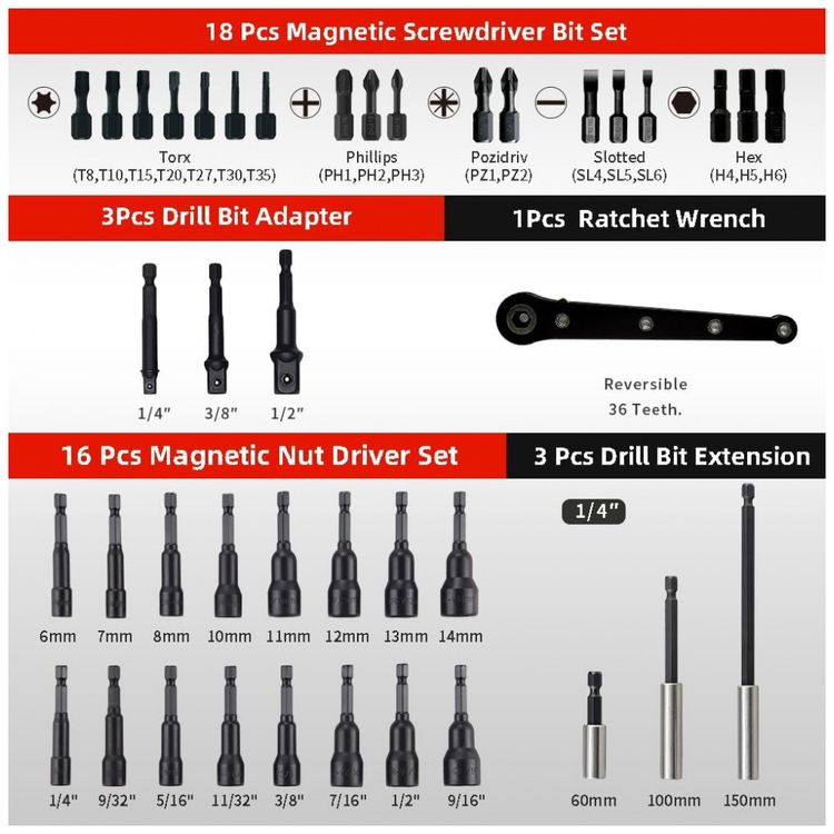 Kit-de-Chave-de-Porca-Magnetica-Pecas-com-Extensao-de-Broca-foto-1