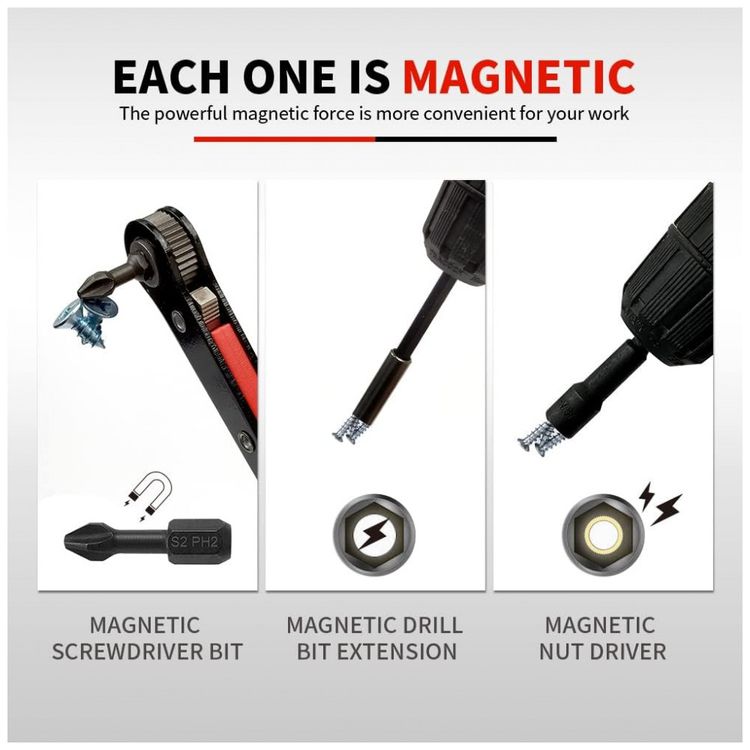 Kit-de-Chave-de-Porca-Magnetica-Pecas-com-Extensao-de-Broca-foto-2